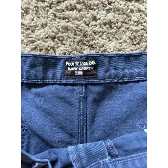 VINTAGE POLO JEANS RALPH LAUREN Carpenter Shorts Mens 38 Denim Blue Y2K 90’s - Picture 3 of 10